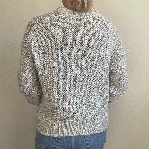 Madewell Womens Gray White Wool Blend Sheer Winter Soft Crewneck Sweater Sz S - Picture 5 of 7